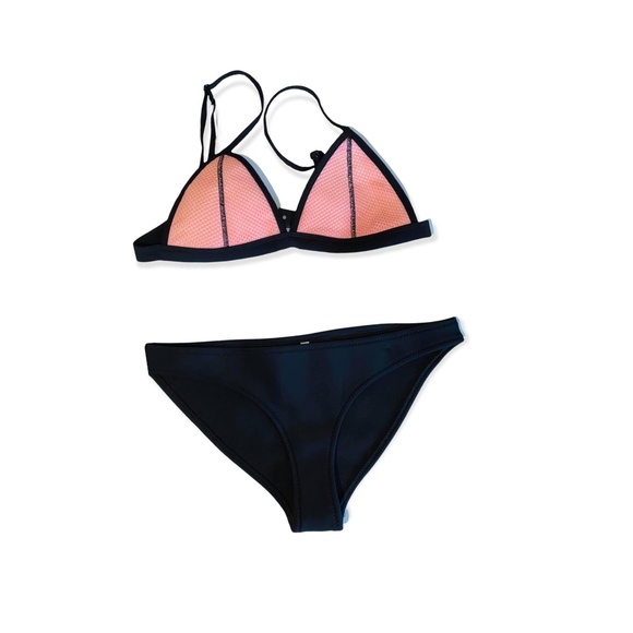 last one * Black and pink push up neoprene with mesh wetsuit bikini - Picture 1 of 2